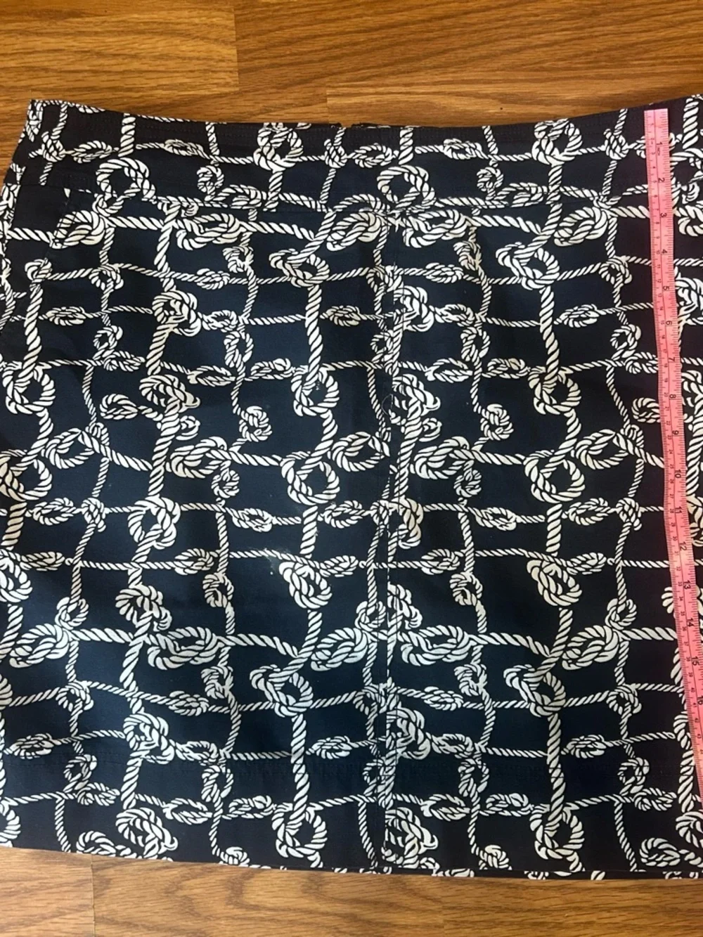 Talbots Navy Blue White Nautical Rope Print Canvas Skirt 16